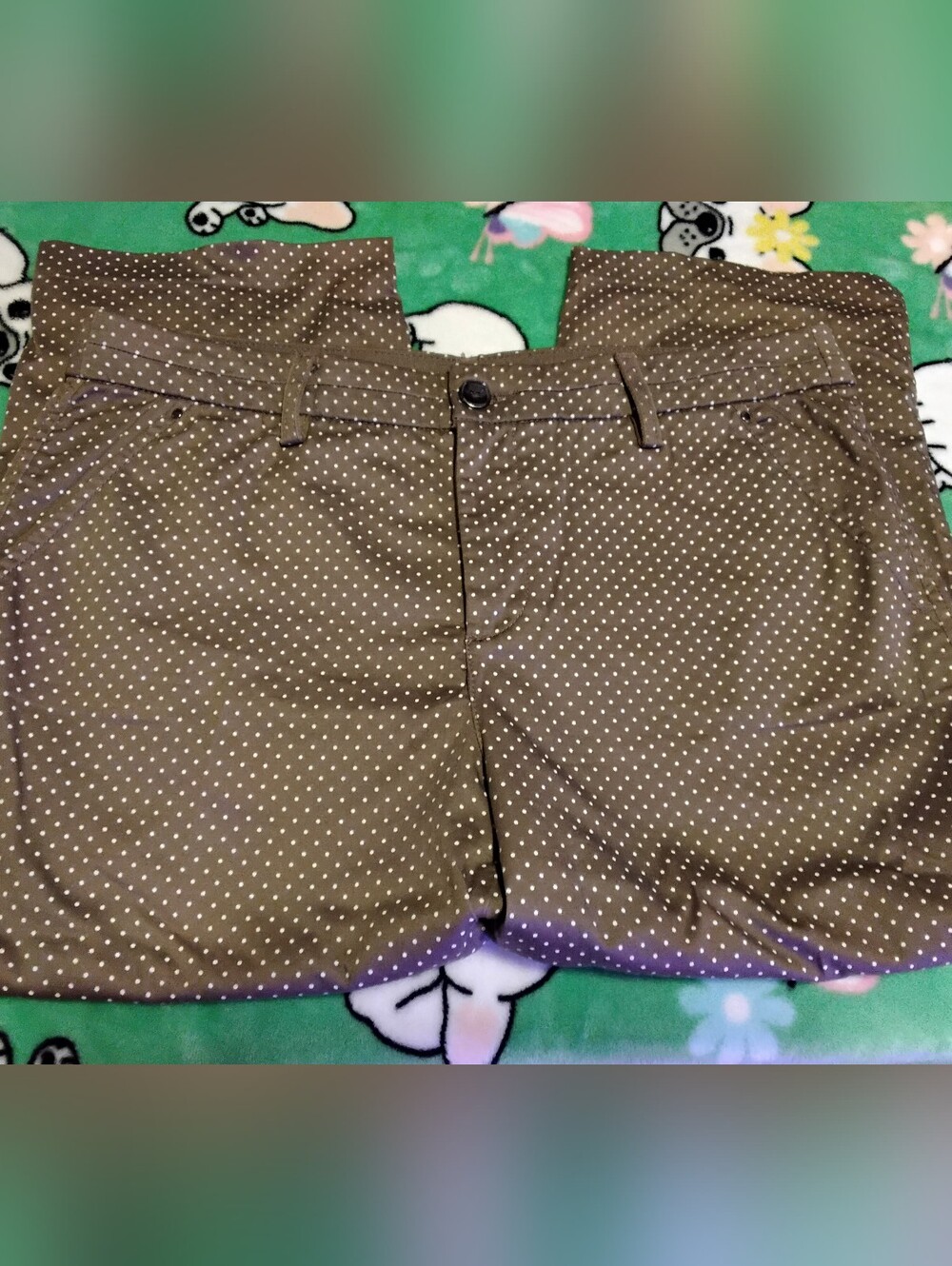 Khaki & Co Polka dot chocolate brown cropped capri pants Women's Size 10 33W 21L